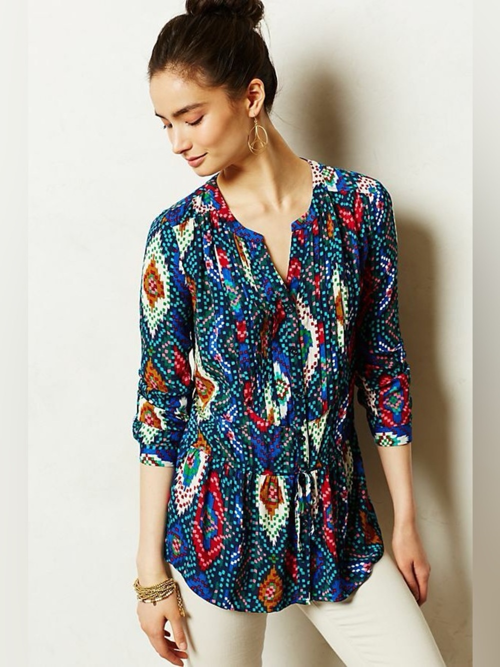 Anthropologie MAEVE Topoxte Drop Waist Tunic Long Sleeve Top